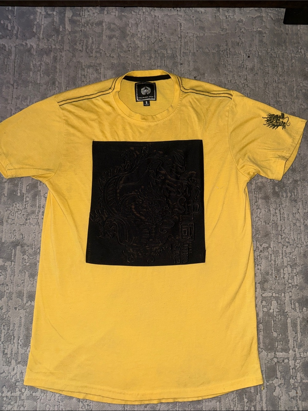 Ice Men's Yellow Short Sleeve Graphic Crew Tee with Black Chest Panel
